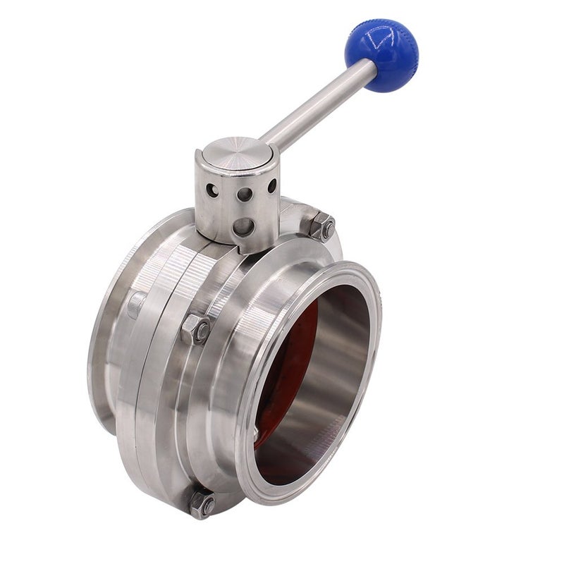 DERNORD Sanitary Butterfly Valve with Pull Handle Stainless Steel 304 Tri Clamp Clover (4" Tube OD) - Image 2